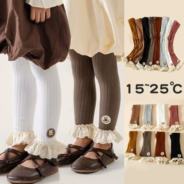 【12M-10Y】Girls Sweet Solid Color High Elastic Ruffled Leggings - Popopieshop.com 