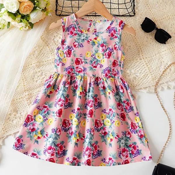 【1Y-8Y】Girls Floral Sleeveless Dress - Popopieshop.com 
