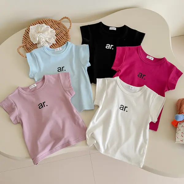 【18M-10Y】Unisex Casual Cotton Letter Printed Multicolor T-shirt - Popopieshop.com 
