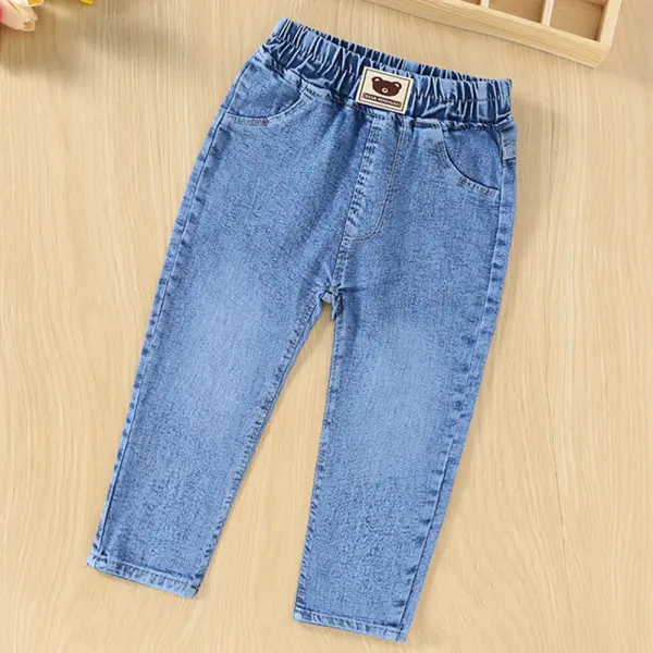 【3Y-10Y】Unisex Casual Solid Color Washing Water Jeans - Popopie.com 