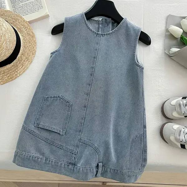 【18M-10Y】Girls Denim Sleeveless Dress - Popopieshop.com 