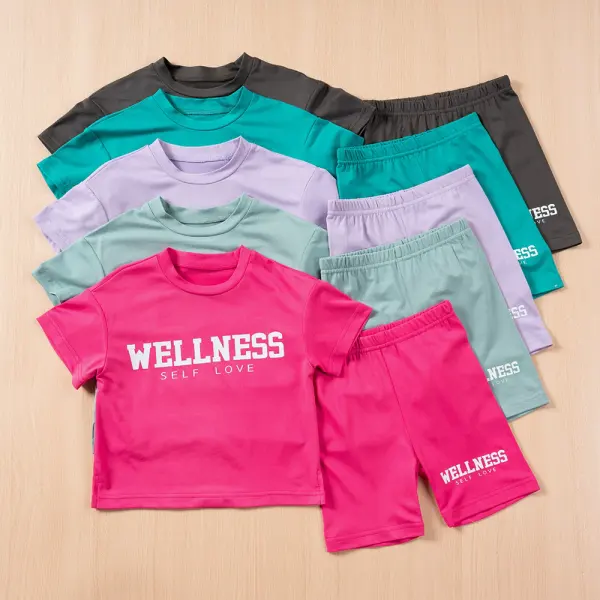 【18M-6Y】2-piece Girl Fashion Sports Letter Printed Short Sleeve T-shirt And Shorts Set - Popopieshop.com 