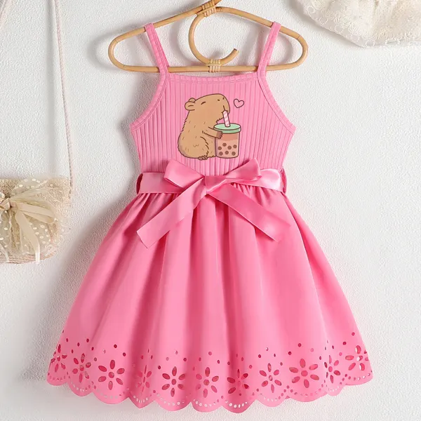 【2Y-8Y】Girls Cartoon Print Sling Dress - Popopieshop.com 