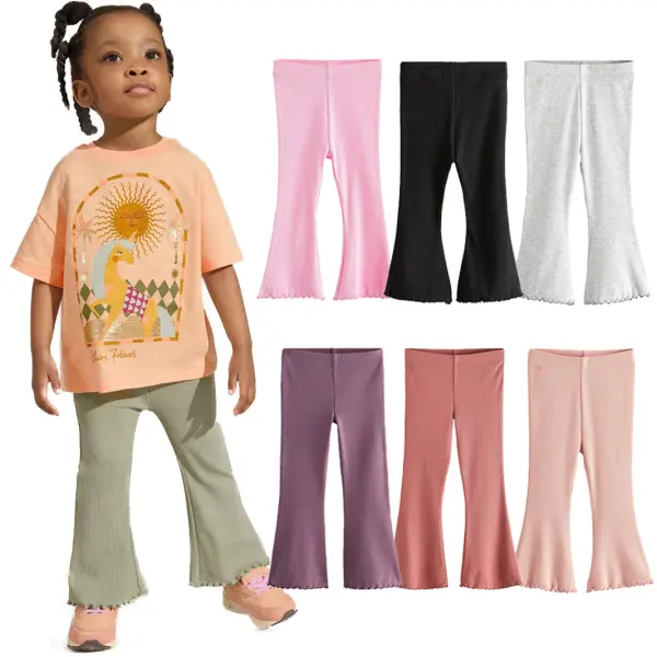 【18M-7Y】Girls Casual Cotton Solid Color Bell-bottom Pants - Popopieshop.com 
