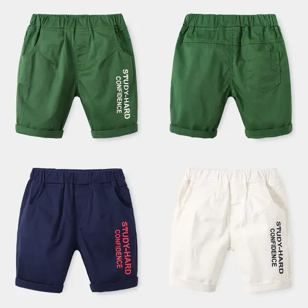 【2Y-8Y】Boys Casual Letter Print Cotton Shorts - Popopieshop.com 
