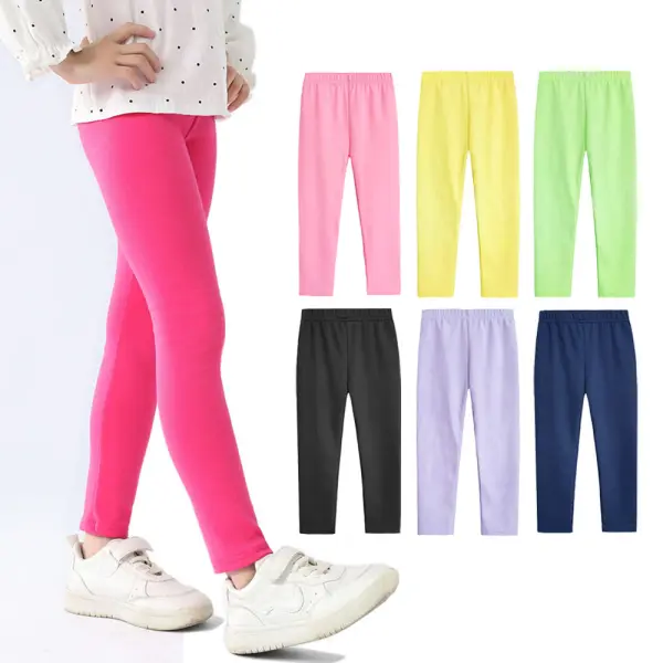 【2Y-10Y】Girls Multicolor Solid Leggings - Popopieshop.com 