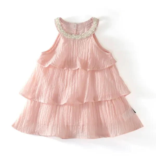 【18M-8Y】Girls Sweet And Elegant Pink Hanging Neck Dress - Popopieshop.com 