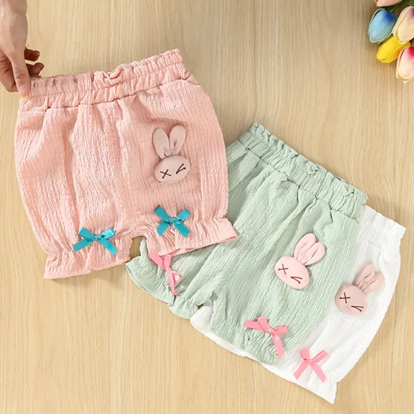 【9M-3Y】Girl Bunny Bowknot Shorts - Popopieshop.com 