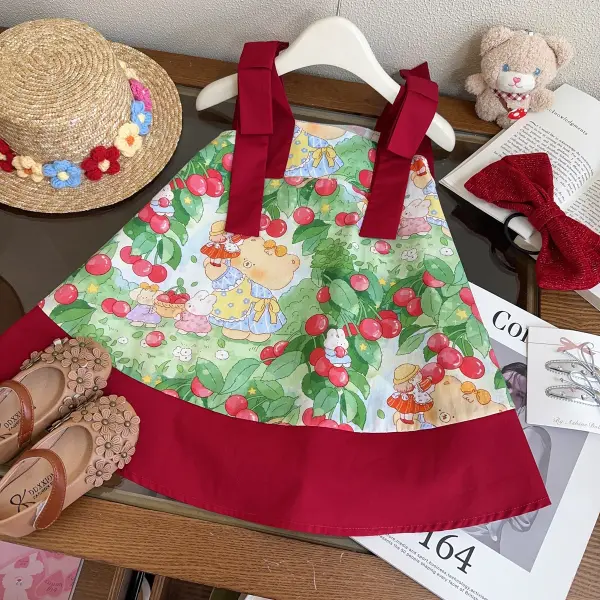 【12M-7Y】Girls Cartoon Rural Suspender Dress - Popopieshop.com 