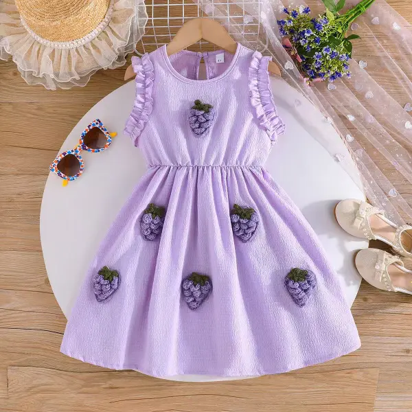 【2Y-8Y】Girls Sweet Grape Embroidery Dress - Popopieshop.com 