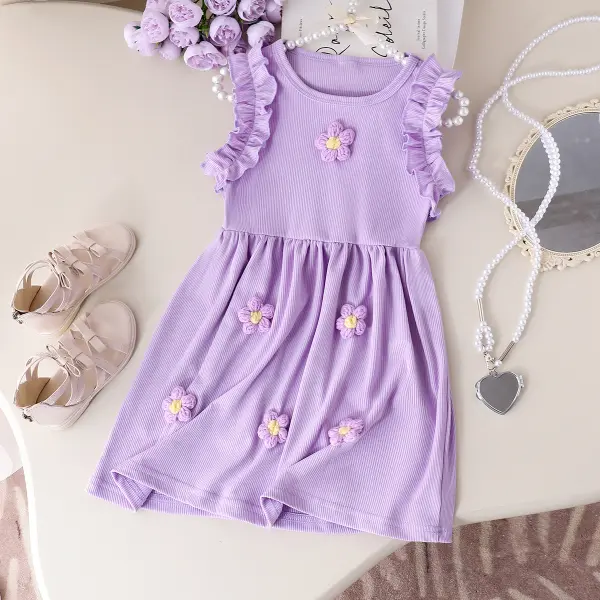 【3Y-7Y】Girls Purple Knitted Sleeveless Dress - Popopieshop.com 