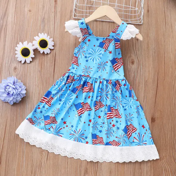 【12M-5Y】Girls Independence Day Fireworks Flag Printed Dress - Popopieshop.com 