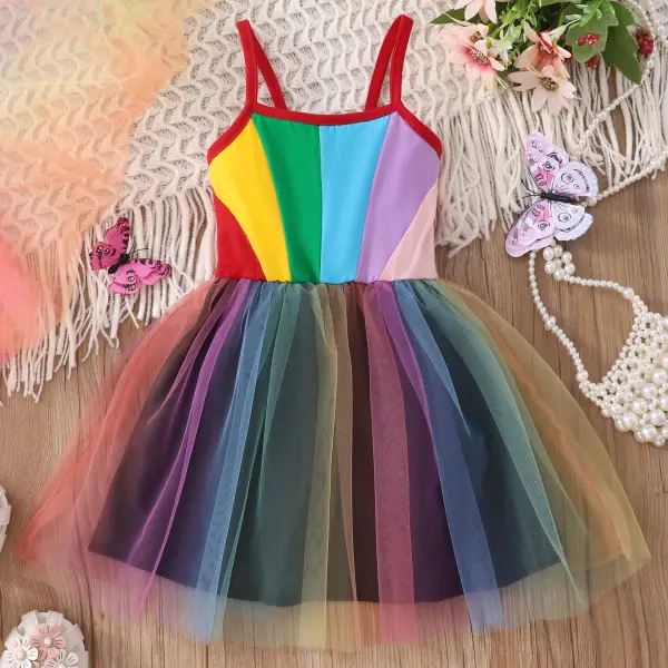 【18M-7Y】Girls Rainbow Tulle Dress - Popopieshop.com 