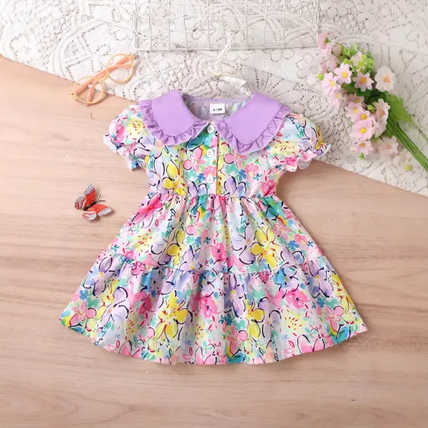 【18M-5Y】Girls Purple Butterfly Print Dress - Popopie.com 