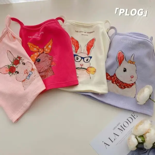 【12M-7Y】Girls Cartoon Rabbit Print Suspenders - Popopie.com 