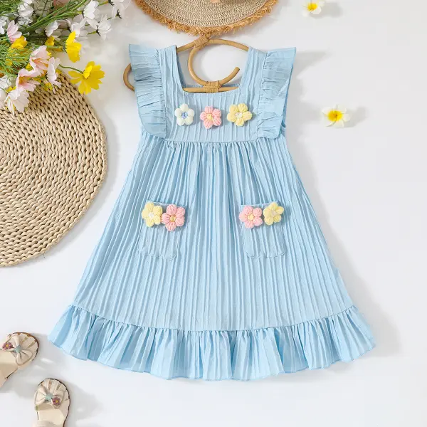 【9M-5Y】2-piece Girls Sweetheart Floral Print Ruffles Dress - Popopieshop.com 