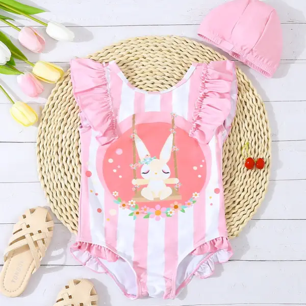 【18M-10Y】Girls Cute Bunny Print One-piece Swimsuit - Popopieshop.com 