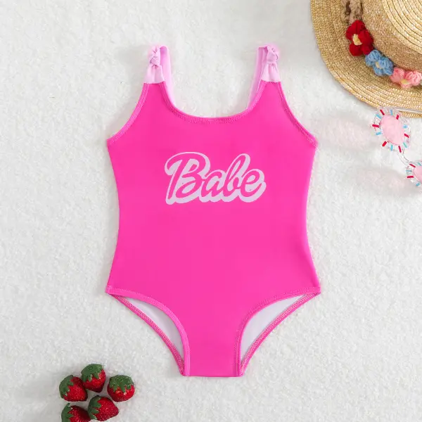 【18M-6Y】Girls Pink Letter Print One-piece Swimsuit - Popopieshop.chimpone.com 