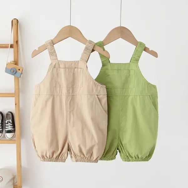 【12M-5Y】Girls Solid Color Short Denim Overalls - Popopieshop.chimpone.com 