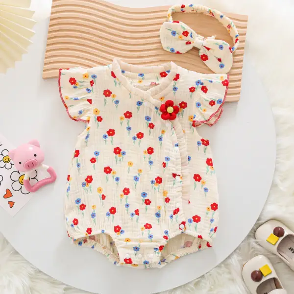 【6M-24M】Baby Girl Flower Printed Romper - Popopieshop.chimpone.com 