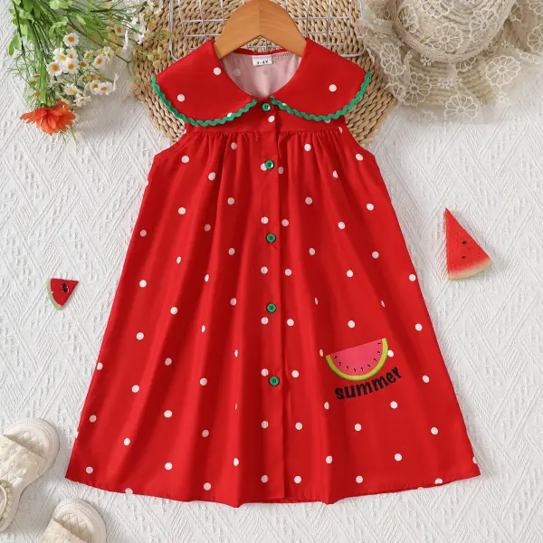 【1Y-6Y】Girls Cute Red Watermelon Printed Dress - Popopieshop.com 