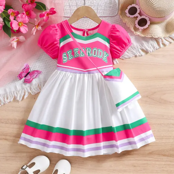 【2Y-7Y】Girls Pink Baseball Sport Dress With Bag - Popopieshop.com 