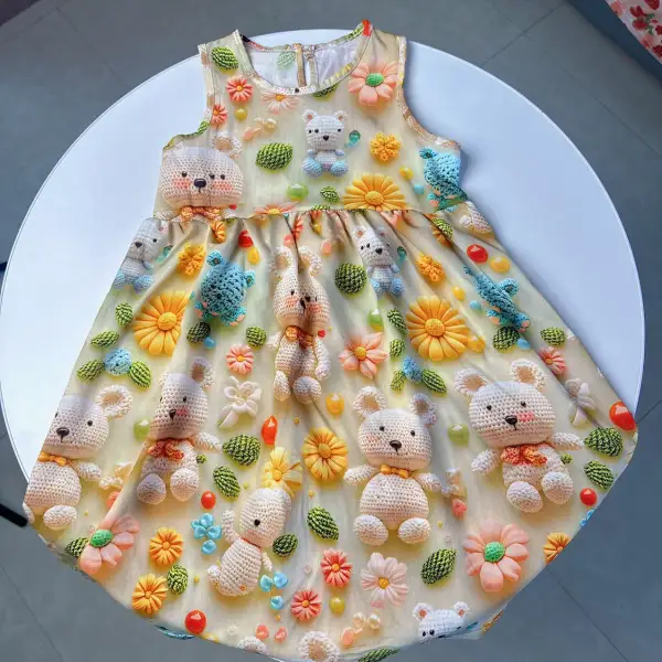 【12M-11Y】Girls 3D Stereo Printed Sleeveless Dress - Popopieshop.chimpone.com 