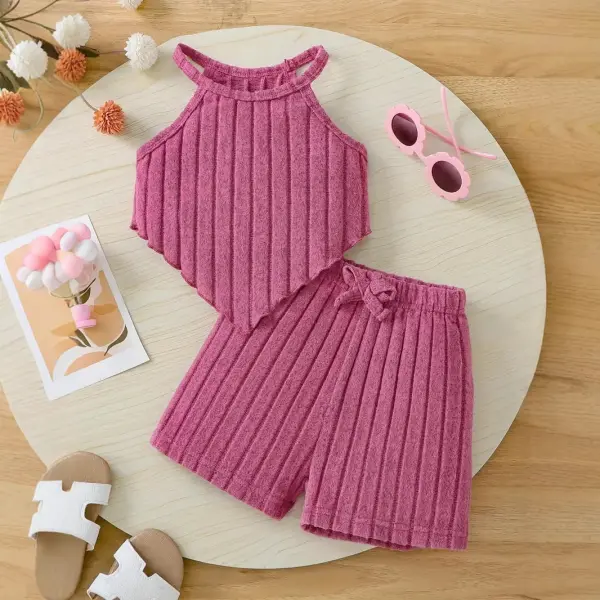 【2Y-7Y】2-piece Girls Solid Cami Top And Short Suit - Popopieshop.com 