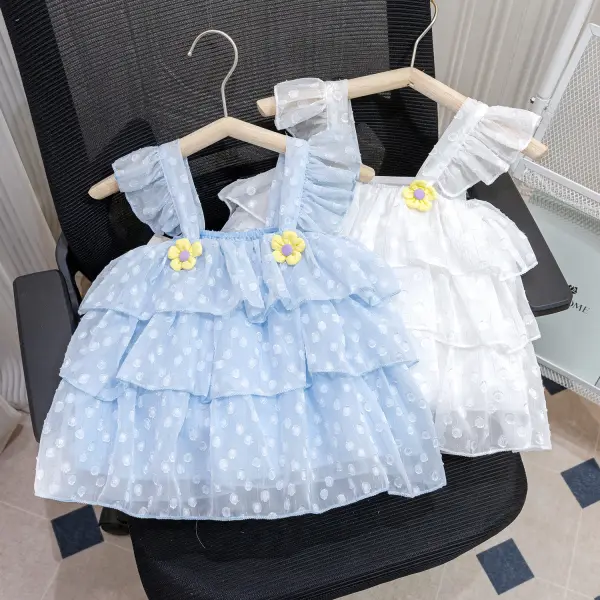 【12M-7Y】Girls Sweet Tulle Polka Flower Princess Dress - Popopieshop.chimpone.com 