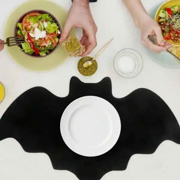 Bat Placemat, Halloween Table Mat, Black Bat, Non Slip Heat Resistant Placemat Party Table Decoration Supplies, Theme Pa - Popopieshop.com 