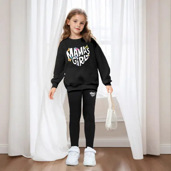 【3Y-8Y】2-piece Girls Letter Print Sweatshirt And Pants Set - Popopieshop.com 