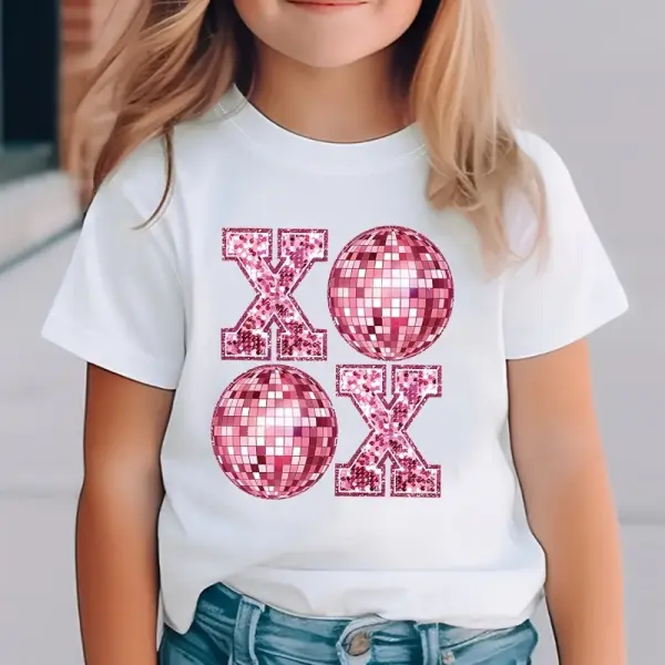 【1Y-8Y】Girls Letter Print Short Sleeve Shirt - Popopieshop.com 