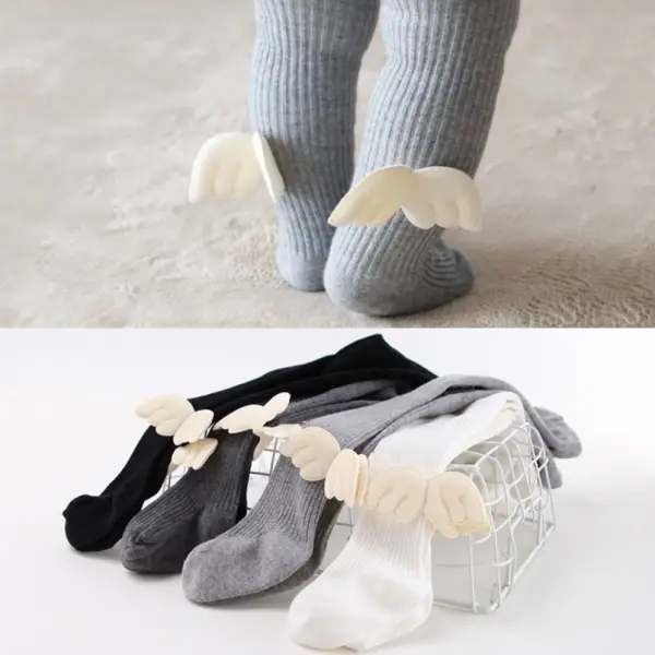 【6M-8Y】Kids Cute Angel Wings Cotton Solid Color Leggings - Popopieshop.com 