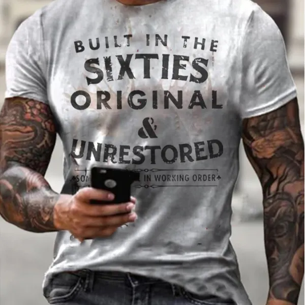 Mens Built In The Sixties Unrestored Motorcy Printed T-shirt - Menilyshop.com 