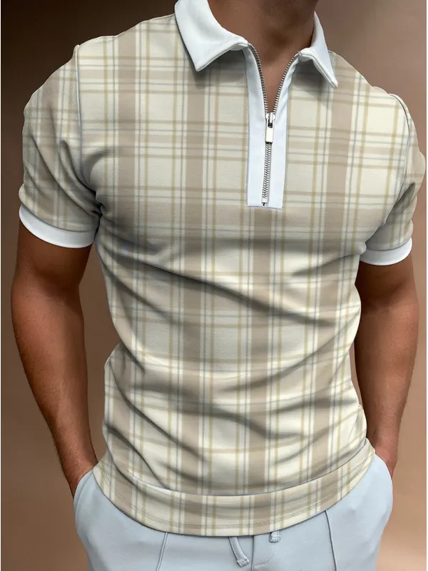 Checked texture color block polo shirt - Plazabery.chimpone.com 
