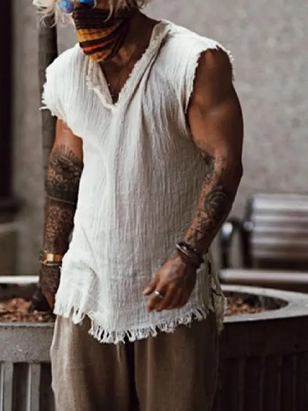 🛒Limited Edition Men's Linen Holiday Plain Tank Top - Sunshinetip.com 