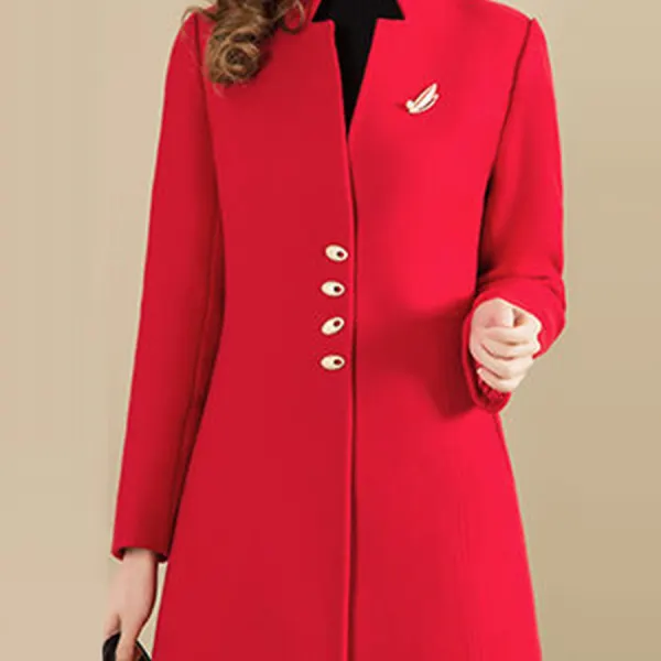 Collarless Plain Coat - Kalesafe.com 