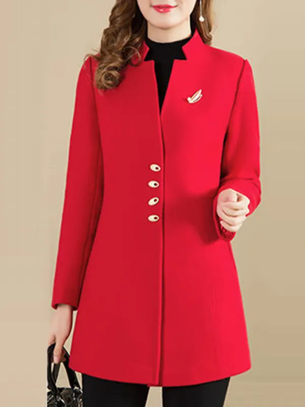 Collarless Plain Coat - Maxizero.chimpone.com 