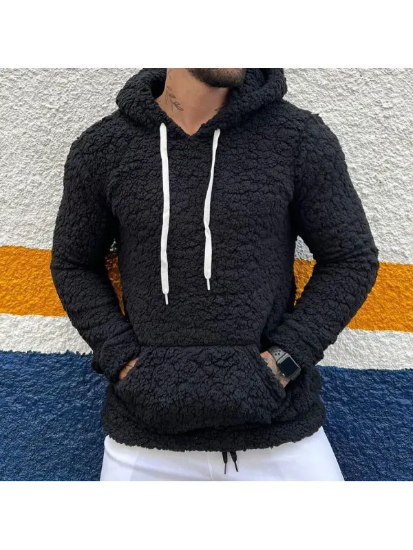 Lamb Fleece Thermal Hooded Sweatshirt - Ootdmw.com 
