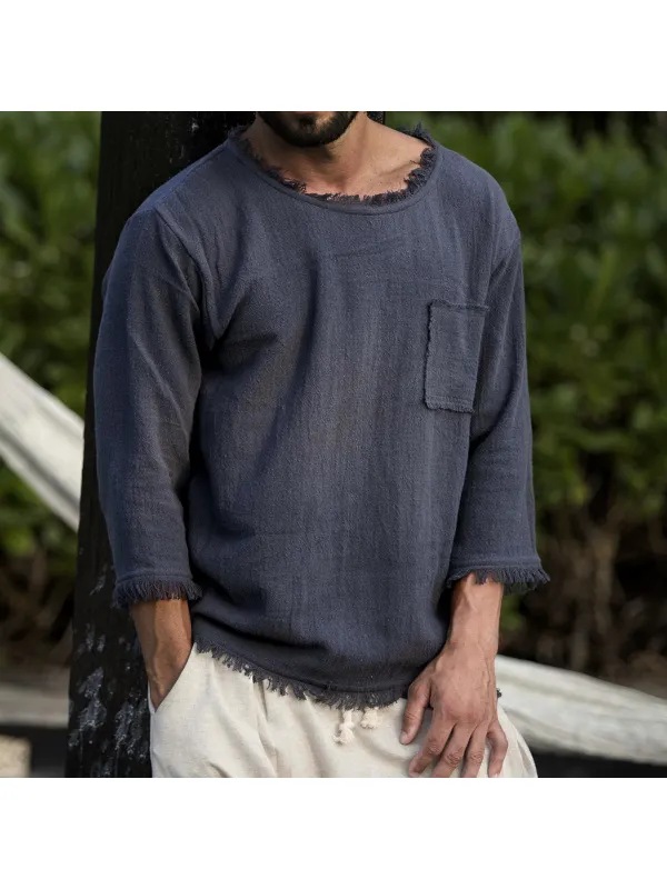 Men's Linen Simple Holiday Solid T-Shirt - Anrider.com 