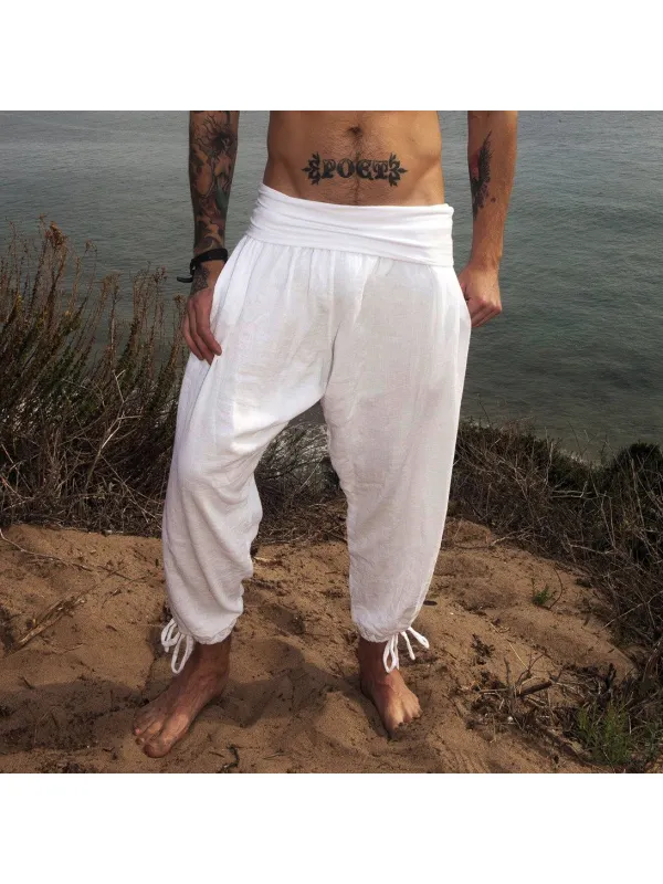 Simple Comfortable Casual Men's Linen Pants Beach Yoga Pants - Anrider.com 
