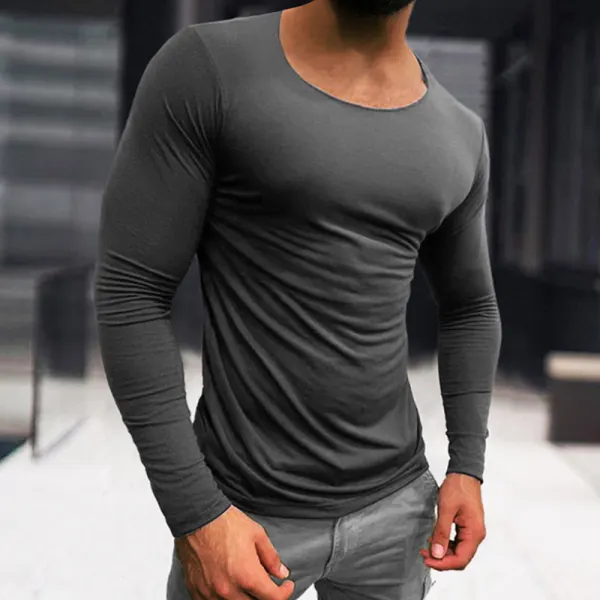 Men's Basic Cotton Breathable Long Sleeve T-Shirt - Keymimi.com 