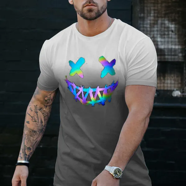 Men's Casual Round Neck Gradient T-shirt - Spiretime.com 