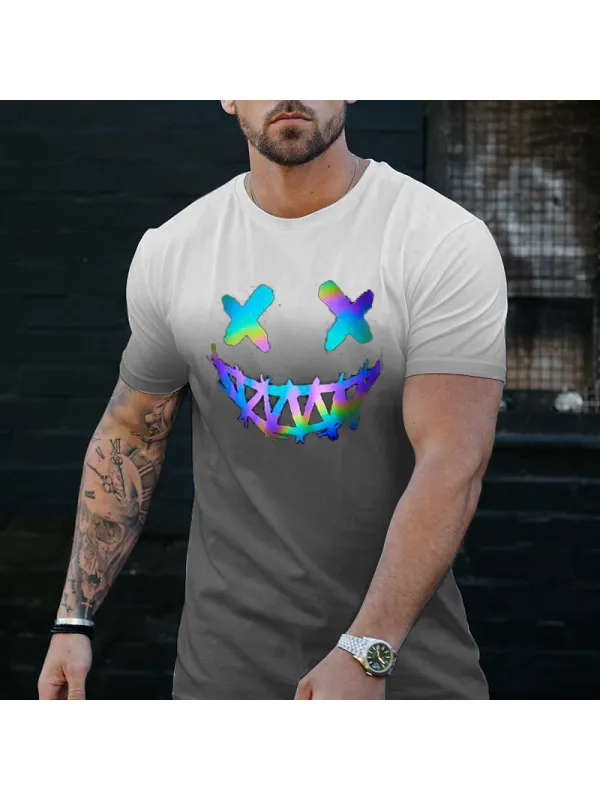 Men's Casual Round Neck Gradient T-shirt - Ootdmw.com 