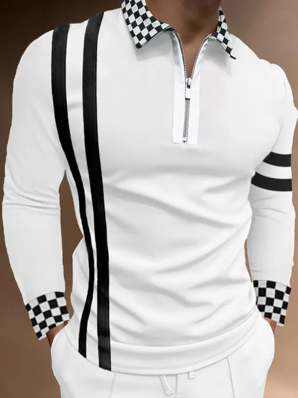 Men's Lapel Printed Fashion Gentleman POLO Shirt - Sunshinenice.com 