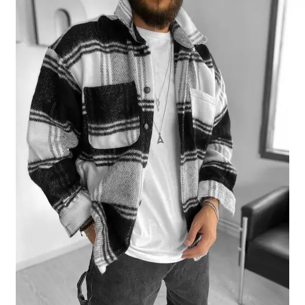 Men's Striped Versatile Long Sleeve Shirt/Jacket - Burstarsunshine.com 