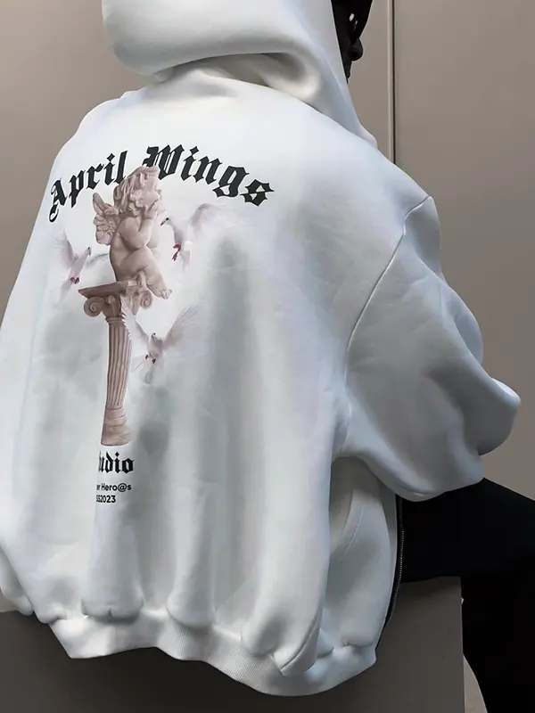 Unisex Angel Print Street Sweatshirt Jacket - Sunshinetip.com 
