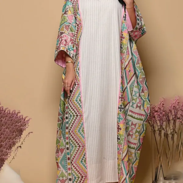Stylish Contrast Floral Print Robe Dress - Wayrates.com 