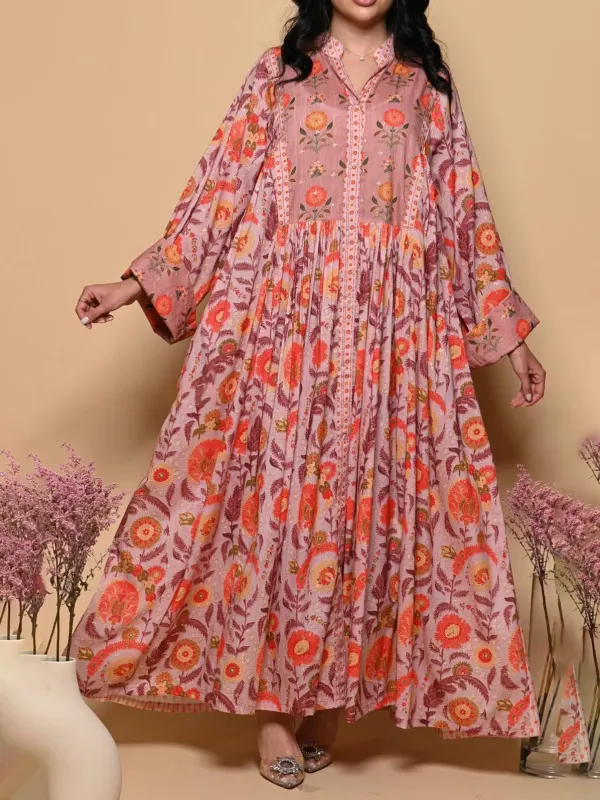 Stylish Premium Floral Print Robe Dress - Realyiyishop.com 