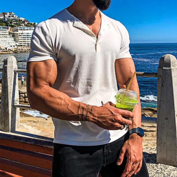 Men's Casual Resort Henley Neck T-Shirt - Mobivivi.com 